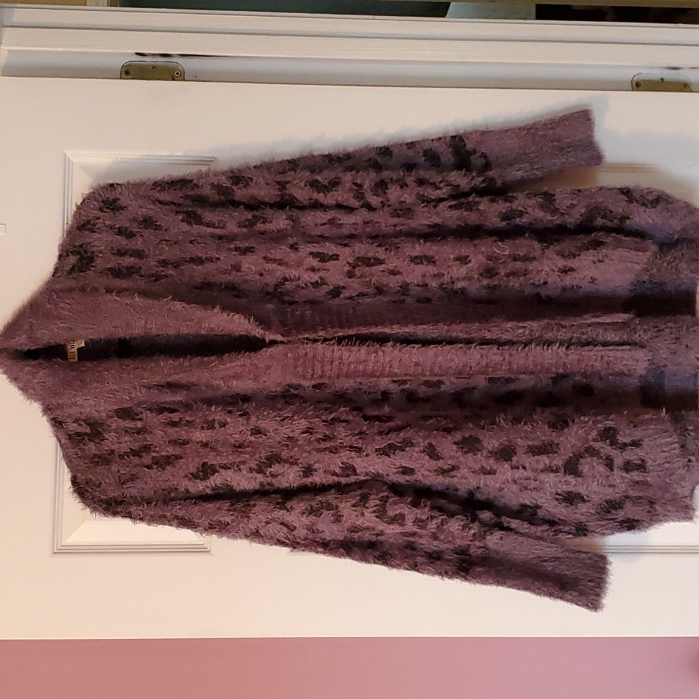 ALL WORTHY Hunter McGrady knit jacquard cocoon open front cardigan w/long slvs.